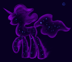 Size: 1000x858 | Tagged: safe, artist:nimaru, tantabus, g4, dark background, full body, profile, purple background, raised hoof, side view, simple background, solo