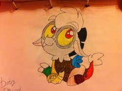 Size: 2592x1936 | Tagged: safe, artist:ninadaimond, discord, g4, baby discord, male, solo, traditional art, younger