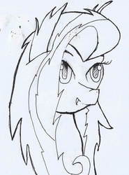 Size: 1280x1728 | Tagged: safe, artist:flutteriot, fluttershy, g4, female, monochrome, solo, traditional art