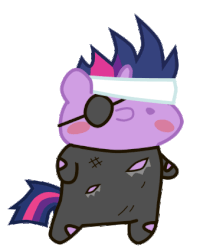 Size: 344x423 | Tagged: safe, artist:omegaozone, twilight sparkle, g4, animated, chibi, clothes, cute, female, future twilight, gif, pony parade, simple background, sneaking suit, solo, transparent background, twiabetes