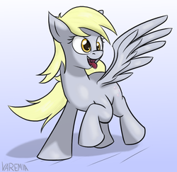 Size: 912x885 | Tagged: safe, artist:varemia, derpy hooves, pegasus, pony, g4, drool, female, mare, muffin, open mouth, solo