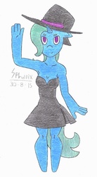 Size: 484x877 | Tagged: safe, artist:spharrix, trixie, anthro, unguligrade anthro, g4, armpits, clothes, dress, female, solo, traditional art