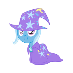 Size: 2100x2100 | Tagged: safe, artist:mofetafrombrooklyn, trixie, pony, unicorn, g4, c:, clothes, cute, diatrixes, female, filly, high res, looking at you, mare, oversized clothes, simple background, smiling, solo, transparent background, younger