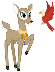 Size: 3660x4751 | Tagged: safe, artist:cheezedoodle96, idw, queen birch, bird, deer, g4, .svg available, cloven hooves, doe, female, idw showified, raised hoof, simple background, svg, transparent background, vector