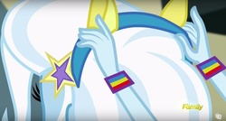 Size: 1278x686 | Tagged: safe, screencap, rainbow dash, trixie, equestria girls, g4, my little pony equestria girls: friendship games, chs rally song, discovery family logo, female