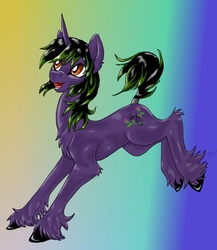 Size: 814x937 | Tagged: safe, artist:sagebrush, artist:saoirsepdg, oc, oc only, oc:evening thistle, pony, unicorn, purple, solo