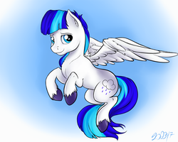 Size: 2500x2000 | Tagged: safe, artist:nobody47, oc, oc only, oc:rainy, pegasus, pony, blue eyes, high res, looking at you, simple background, smiling, solo, spread wings, wings