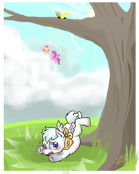 Size: 1200x1500 | Tagged: safe, artist:puffpink, oc, oc only, oc:mason pony, pegasus, pony, blank flank, commission, crash landing