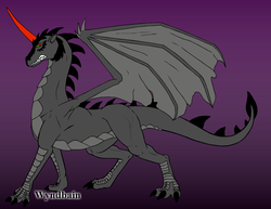 Size: 850x656 | Tagged: safe, artist:tychotma-1, artist:wyndbain, king sombra, dragon, g4, colored horn, dragonified, horn, male, purple background, simple background, solo, sombradragon, species swap