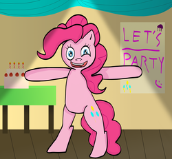 Size: 2700x2500 | Tagged: safe, artist:djneonjellyfish, pinkie pie, earth pony, pony, g4, bipedal, female, high res, solo