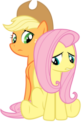 Size: 10000x14522 | Tagged: safe, artist:goblinengineer, applejack, fluttershy, earth pony, pegasus, pony, g4, absurd resolution, applejack's hat, cowboy hat, duo, duo female, female, hat, mare, simple background, transparent background, vector