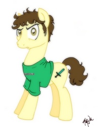 Size: 1441x1865 | Tagged: safe, artist:peachpalette, pony, clothes, ponified, shirt, sideburns, simple background, solo, stare, tobuscus, vector, white background