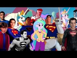 Size: 480x360 | Tagged: safe, artist:toucanldm, princess celestia, principal celestia, .mov, equestria girls, g4, christopher reeve, crossover, dc extended universe, friendship is magic bitch, justice league unlimited, man of steel, pony.mov, smallville, superman, superman meets my little pony, superman returns, youtube link