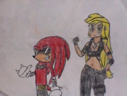 Size: 1600x1200 | Tagged: safe, artist:brandonale, applejack, equestria girls, g4, appleknux, clothes, cosplay, costume, crossover, johnny cage, knuckles the echidna, male, mortal kombat, sonic the hedgehog (series), sonya blade, traditional art
