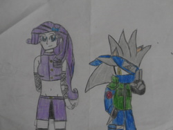 Size: 1024x768 | Tagged: safe, artist:brandonale, rarity, equestria girls, g4, belly button, clothes, cosplay, costume, crossover, hatake kakashi, male, midriff, naruto, silvarity, silver the hedgehog, sonic the hedgehog, sonic the hedgehog (series), traditional art, yamanaka ino