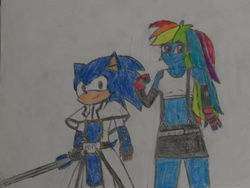 Size: 1024x768 | Tagged: safe, artist:brandonale, rainbow dash, equestria girls, g4, clothes, cosplay, costume, crossover, crossover shipping, female, final fantasy, final fantasy vii, guilty gear, ky kiske, male, shipping, sonic the hedgehog, sonic the hedgehog (series), sonicdash, straight, tifa lockhart, traditional art
