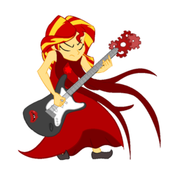 Size: 765x736 | Tagged: artist needed, safe, sunset shimmer, equestria girls, g4, clothes, dress, electric guitar, female, god tier, guitar, hero of time, homestuck, musical instrument, rocky horror picture show, solo, sunset shredder, sylph of time