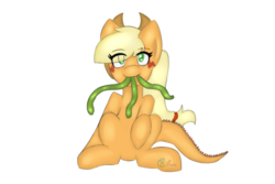 Size: 3000x2000 | Tagged: safe, artist:blairchan231, applejack, monster pony, original species, tatzlpony, g4, female, high res, simple background, solo, tatzljack, tentacle tongue, tentacles, transparent background