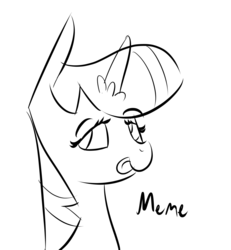Size: 1824x1972 | Tagged: safe, artist:cheesypumpkin, twilight sparkle, g4, bedroom eyes, drawthread, female, monochrome, solo, tongue out