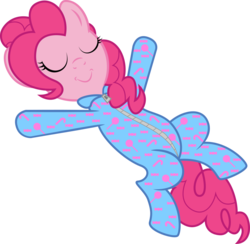 Size: 1058x1033 | Tagged: safe, artist:spellboundcanvas, pinkie pie, g4, clothes, female, footed sleeper, pajamas, sleeping, solo