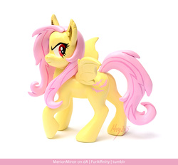 Size: 900x836 | Tagged: safe, artist:merionic, fluttershy, bat pony, pony, g4, clay, craft, flutterbat, irl, photo, resin, sculpey, sculpture, solo