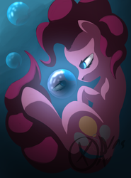 Size: 1600x2159 | Tagged: safe, artist:xormak, pinkie pie, g4, bubble, female, reflection, solo, underwater