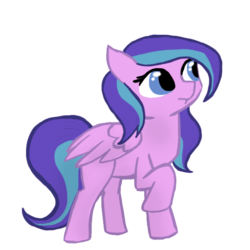 Size: 576x576 | Tagged: safe, artist:artylovr, flitterheart, pegasus, pony, g4, female, mare, raised hoof, simple background, smiling, solo, transparent background