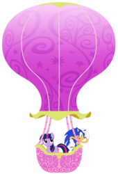 Size: 600x880 | Tagged: safe, artist:snicket324, twilight sparkle, pony, unicorn, g4, crossover, duo, exploitable meme, hot air balloon, male, meme, simple background, sonic the hedgehog (series), transparent background, twinkling balloon, vector