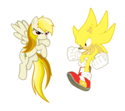 Size: 400x355 | Tagged: safe, artist:snicket324, rainbow dash, pegasus, pony, g4, crossover, duo, male, simple background, sonic the hedgehog, sonic the hedgehog (series), super rainbow dash, super rainbow dash (chaos emeralds), super sonic, transparent background, vector