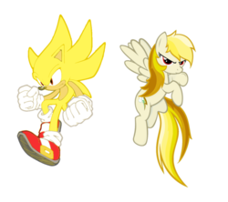 Size: 600x533 | Tagged: safe, artist:snicket324, rainbow dash, hedgehog, pegasus, pony, g4, crossover, dragon ball, duo, female, male, simple background, sonic the hedgehog, sonic the hedgehog (series), super form, super rainbow dash, super rainbow dash (chaos emeralds), super saiyan, super sonic, transparent background, vector