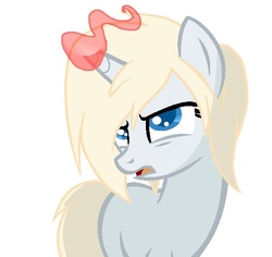 Size: 541x511 | Tagged: safe, artist:heartlesspony, annoyed, glowing horn, horn, izombie, liv moore, pale pony