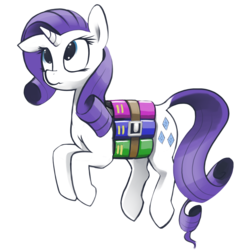 Size: 2737x2737 | Tagged: safe, artist:dimfann, rarity, pony, unicorn, g4, dock, female, floppy ears, high res, mare, name pun, pun, rar, rarara, scrunchy face, simple background, solo, transparent background, visual pun, winrar