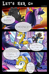 Size: 1500x2276 | Tagged: safe, artist:vavacung, twilight sparkle, alicorn, changeling, pony, unicorn, comic:to love alicorn, g4, armor, comic, knocked silly, mirror, portal, royal guard, twilight sparkle (alicorn)