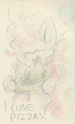 Size: 617x1014 | Tagged: safe, artist:slightlyshade, pinkie pie, g4, female, pizza, solo, traditional art