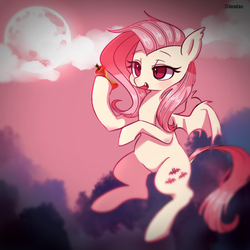 Size: 600x600 | Tagged: safe, artist:dilandau203, fluttershy, bat pony, pony, g4, apple, female, flutterbat, mare, solo