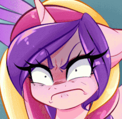 Size: 400x388 | Tagged: safe, artist:sugarberry, edit, princess cadance, g4, angry, animated, female, meme, princess bitchdance, reaction image, solo, triggered, vibrating