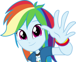 Size: 4848x4000 | Tagged: safe, artist:dashiesparkle, rainbow dash, equestria girls, g4, guitar centered, my little pony equestria girls: rainbow rocks, absurd resolution, clothes, cute, dashabetes, female, high five, looking at you, simple background, smiling, solo, transparent background, vector