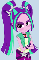 Size: 600x925 | Tagged: safe, artist:chibicmps, aria blaze, equestria girls, g4, blushing, female, gem, looking at you, pigtails, resting bitch face, siren gem, solo, tsundaria, tsundere, twintails