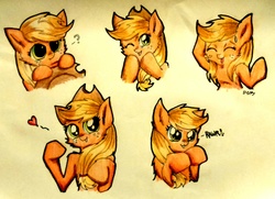 Size: 1825x1319 | Tagged: safe, artist:hiro-uzumaki, applejack, g4, female, solo, sweatdrop, tongue out, traditional art, wink