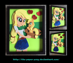 Size: 1325x1132 | Tagged: safe, artist:the-paper-pony, applejack, human, equestria girls, g4, craft, female, human ponidox, shadowbox, solo