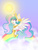 Size: 2448x3264 | Tagged: safe, artist:snowdeer97, princess celestia, g4, cloud, cloudy, cute, cutelestia, female, flying, happy, high res, rainbow, smiling, solo, sun