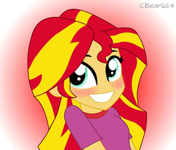 Size: 599x513 | Tagged: safe, artist:php198, sunset shimmer, equestria girls, g4, blushing, cute, female, looking at you, shimmerbetes, smiling, solo