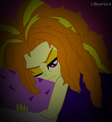 Size: 600x654 | Tagged: safe, artist:php198, adagio dazzle, equestria girls, g4, bed, female, looking at you, messy hair, one eye closed, solo