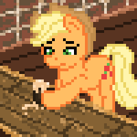 Size: 200x200 | Tagged: dead source, safe, artist:keeponhatin, applejack, earth pony, pony, g4, alcohol, animated, applejack's hat, bar, cider, cowboy hat, drinking, female, gif, gif for breezies, hat, hoof hold, lidded eyes, mare, mug, open mouth, perfect loop, picture for breezies, pixel art, sad, solo