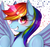 Size: 1127x1051 | Tagged: safe, artist:hosikawa, rainbow dash, pegasus, pony, g4, female, heart eyes, mare, smiling, solo, spread wings, stars, wingding eyes, wings