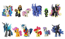 Size: 450x271 | Tagged: safe, apple bloom, cheese sandwich, maud pie, nightmare moon, princess cadance, princess celestia, princess luna, queen chrysalis, scootaloo, shining armor, spike, sweetie belle, g4, funko, funko mystery minis, mystery minis, simple background, toy, vinyl collectible, white background