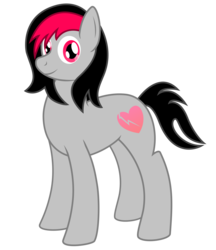 Size: 3936x4547 | Tagged: dead source, safe, artist:afterman, oc, oc only, oc:miss eri, absurd resolution, black and red mane, on side, smiling, solo, standing, two toned mane