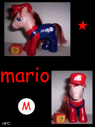Size: 600x800 | Tagged: safe, artist:hubert-frank-chan, pony, g3, ? block, comic sans, customized toy, irl, male, mario, photo, ponified, solo, super mario bros., toy