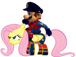 Size: 914x688 | Tagged: safe, artist:brycehebert, artist:fjojr, fluttershy, g4, 3d, crossover, florida panthers, hockey, male, mario, nhl, simple background, super mario bros., transparent background, vector, why