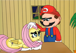 Size: 3384x2384 | Tagged: safe, artist:tman5636, fluttershy, g4, crossover, high res, male, mario, super mario bros.